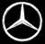White circular outline with three equal segments radiating from center on black background.