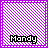 identical purple-bordered squares with diagonal stripes, each containing the text 'Mandy' in black pixelated font