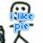 Pixelated stick figure with black outline and white face displays three text variations: blue 'i like pie', red 'i like rainbows', purple 'i like you!' in separate