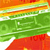 Pixelated image with horizontal bands of orange, yellow, green, and red hues forming an abstract composition.
