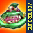 Pixelated cartoon-style icon featuring a green UFO with pink interior and red eyes, set against an orange gradient background with vertical yellow text reading "SUPERBOOY" on the right side.