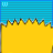 Yellow cartoon character with white eyes and black pupils, blue top border with jagged edge, animated eye changes across frames.