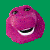 Animated contact sheet of a purple Barney the Dinosaur character with four distinct facial expressions on a green background, including smiling and screaming faces.