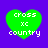 Four green heart-shaped icons with white text 'cross xc country' on a purple background, each showing slight variations in pixel rendering.