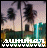 Animated sequence of a tropical sunset scene with palm trees, turquoise water, and the word 'SUMMER' in white pixelated text at bottom left.