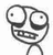 Pixelated black-and-white cartoon face with large circular eyes, a wide open mouth showing teeth, and stick-figure limbs on a white background.