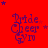 Red background with purple 'Pride Cheer Gym' text and scattered stars in various positions