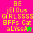 Pixelated text in yellow on pink and green backgrounds with a small star symbol, transitioning between two color schemes.