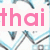 Pixelated pink text 'thai' and 'joe' on white backgrounds with a blue-gray abstract pattern, plus a pink '+' symbol and date '12.20.08'.