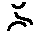 Four black pixelated shapes on gray background: curved top, diagonal lines left, X-right, and two S-shaped forms bottom.