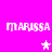 Pixelated text 'MARJISSA' appears in four positions on a bright pink background with three white stars, two of which are partially visible.