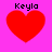Four red heart shapes on a bright pink background with the text 'Keyla' above each heart in black pixelated font.