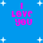 Blue background with white star shapes and pink text reading "I LOVE YOU" in four quadrants.