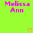 Bright green background with repeated pink text 'Melissa Ann' and orange heart symbols in a