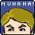 Pixel art contact sheet showing two sequential frames of a cartoon character's face with changing eye expressions and repeated text above.
