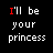 Animated contact sheet of a pixel art text-based icon showing alternating phrases "I'll be your princess" and "If you be my prince" with red-highlighted words across 25 sampled frames.