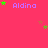 A static image with a bright pink background featuring multiple instances of the name "Aldina" in light purple text, each accompanied by green and brown star symbols.