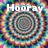 A four- of circular, multicolored, pixelated patterns with white text overlays reading 'Hooray', 'for', and 'Hippies!'