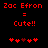 Red pixelated text 'Zac Efron = Cute!!' above a of red and maroon heart symbols on a black background