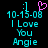 Two side-by-side pixelated text displays with cyan and black colors, one featuring a pink heart symbol above the text.