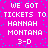 Pixelated text on a bright pink background with cyan dots, repeating 'WE GOT TICKETS TO HANNAH MONTANA 3-D' in white block letters.
