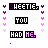 Animated contact sheet of a 4x4 grid showing sequential frames of a pixel-art buddy icon with text and heart symbols changing across frames.
