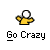 Animated contact sheet of 11 frames showing a yellow stick figure with white head performing motion sequences above and below a golden platform, all labeled "Go Crazy" text beneath each frame.