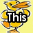 Yellow duck with orange beak and feet, standing on a yellow background. Text overlays read "This Is FLUCK! The Duck!" in bold black letters.