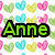 A static image with colorful heart patterns and text elements including 'Anne', 'Freaking', 'Is', and 'Awesome!' in various colors.