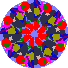 circular icons with red, blue, green, and purple patterns featuring star shapes and central light-blue circles