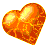16 heart-shaped icons with orange and yellow gradient textures, each showing distinct rotation angles against a gray background