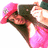 A person wearing a pink cap and shirt holds a dark object near their face, with red text overlay reading "Raymonds Wifey!" in the lower-left frame.