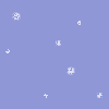 Light blue background with scattered white snowflake-like shapes and a solid gray rectangle in the bottom right corner.