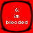 Four identical red square icons with rounded corners display white text reading "& im blooded" on a solid background.