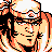 Pixelated cartoon-style icon of a character with orange hair, black sunglasses, and a white headband featuring an orange symbol, set against a transparent background.