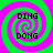 Four identical spiral patterns with green and pink colors, each containing the text DING above DONG in black pixelated font.