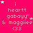 A bright pink background features repeated text "i heatt gabayy & maggiee <33" with scattered white and light pink stars, some of which appear to animate.