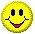 Four yellow circular pixel art icons with black eyes and red mouths showing different expressions on a gray background.
