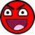Two identical red circular faces with wide eyes and open mouths, each showing a single white tooth, positioned side-by-side against a white background.