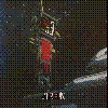 animated mecha and character scenes from a Gundam series, featuring metallic robots with red accents, glowing energy effects, and human figures in military-style uniforms