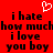 Red background with pixelated text and a white heart symbol; the right side of the image shows blurred or distorted text compared to the left.