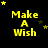 Yellow 'Make A Wish' text on black background with animated yellow stars moving across the scene.