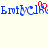 Blue pixelated text 'EmiCler' repeats horizontally with a red heart symbol replacing the second 'e', set against a light background.