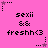 Pixelated pink background with repeated text and star symbols in black, purple, and white.