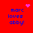 Red background with blue text 'marc loves abby!' and pixelated pink heart or star symbols in different positions across frames.