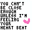 A 5x5 contact sheet of animated frames showing a pixelated text-based icon with repeated phrases and pink heart symbols on a white background.