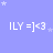 Light purple background with white stars and repeated 'ILY =]<3' text in white pixelated font across the