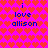 Pixelated icon with pink background and red hearts, displaying blue text 'i love allison' in two mirrored sections.