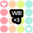 Pixelated icon with pastel polka-dot background featuring pink, peach, mint green, and light yellow circles; black text bubbles display 'WIII', 'You', 'Be', 'My', 'Valentine?', each followed by a heart symbol.