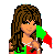 Pixel art contact sheet showing a Portuguese-themed animated icon with multiple frames of a female character in green and red attire, text elements, and flag symbols.